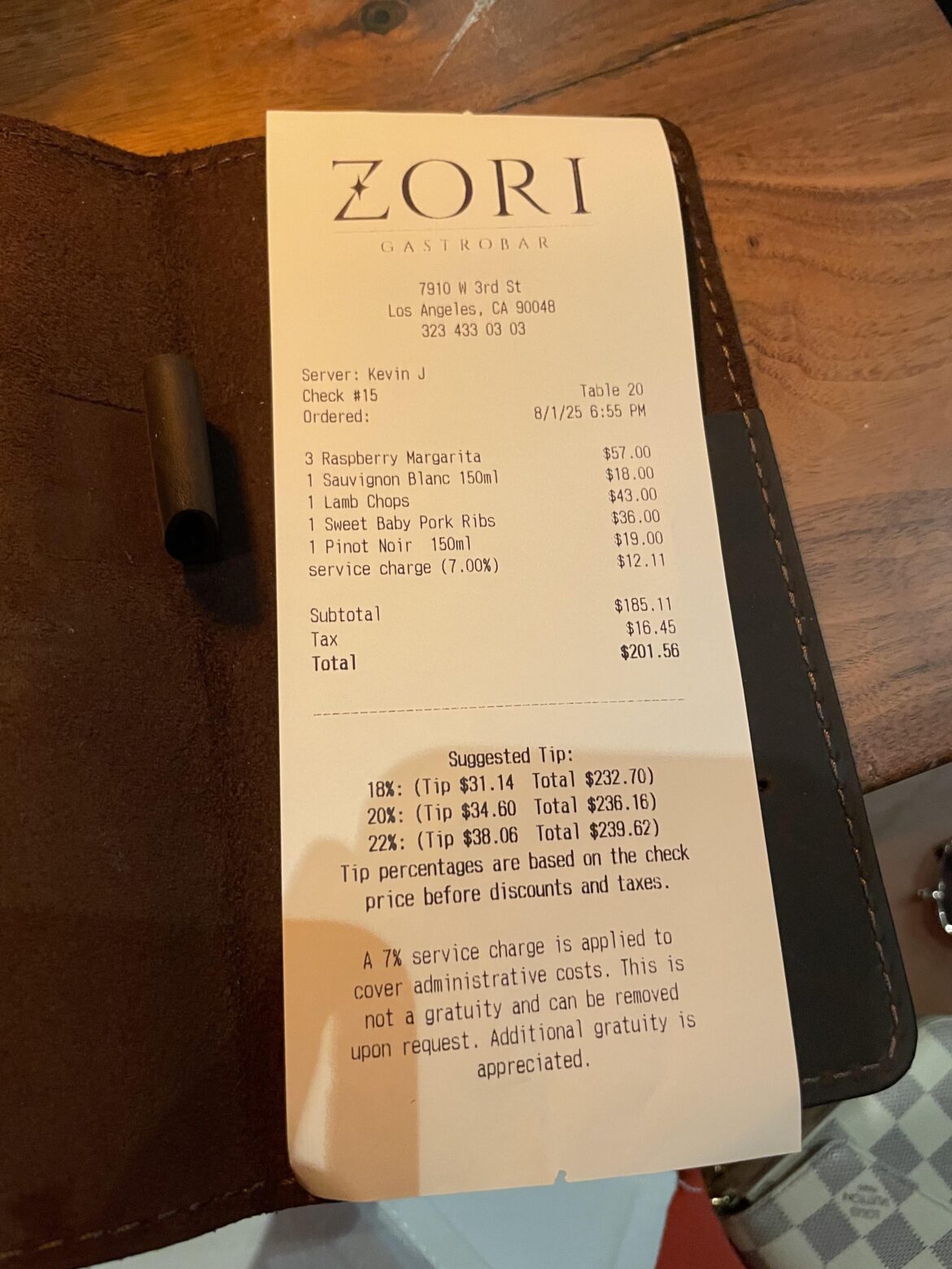 7% “Service Charge” at Zori on W 3rd 🤮