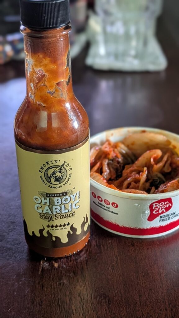I put hot sauce on my kimchi today and thought of you guys