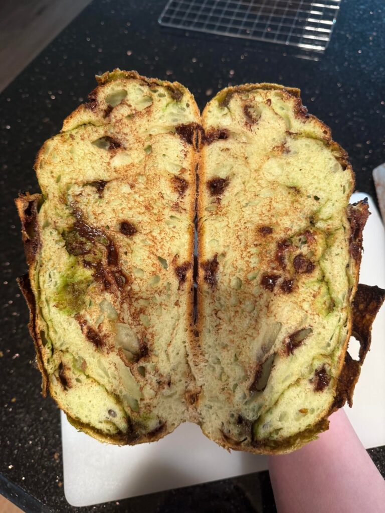 Pistachio cream and chocolate chip loaf!
