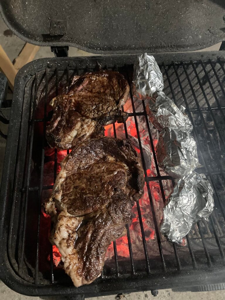 Rib eyes to watch the game.