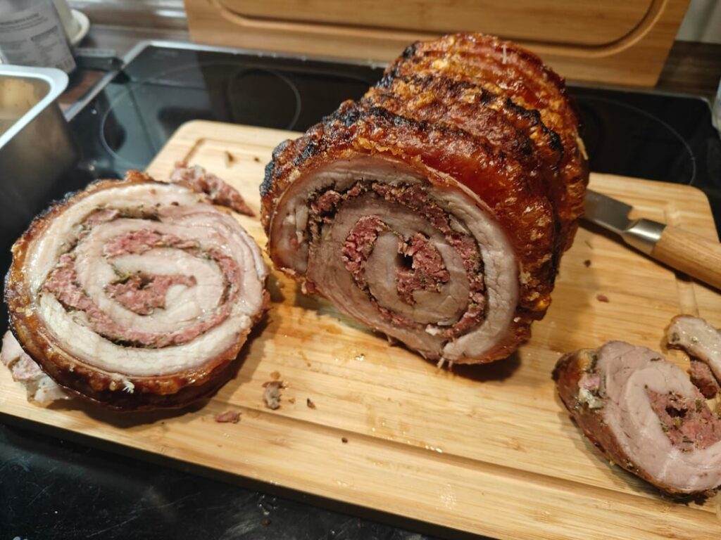 Roll roast on rotisserie