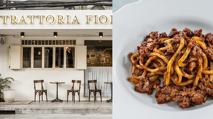 Indulge in homemade pici pasta, topped with fresh black truffle slices and a luscious cream sauce, at this cosy Sathon eatery. (© Giglio Trattoria Fiorentina)
