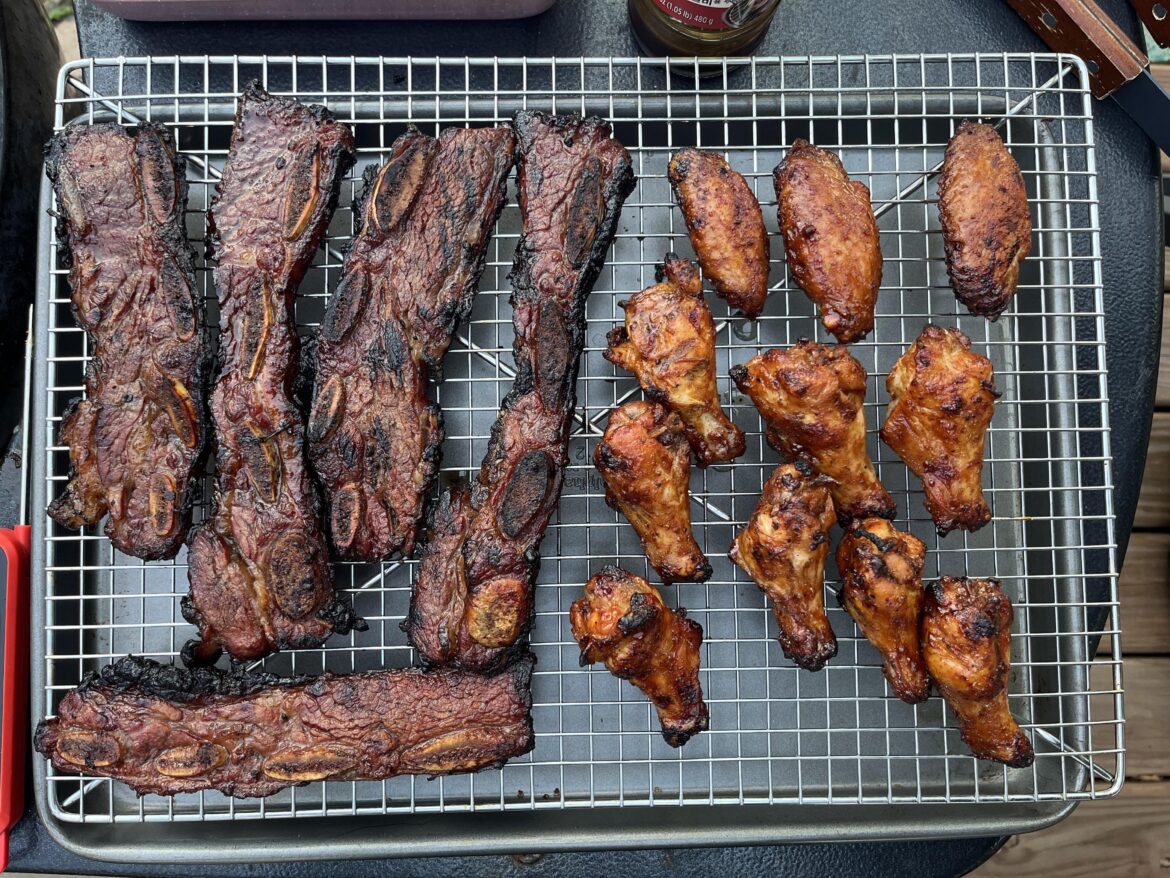 Kalbi short ribs and wings before work 2.0 tonight.