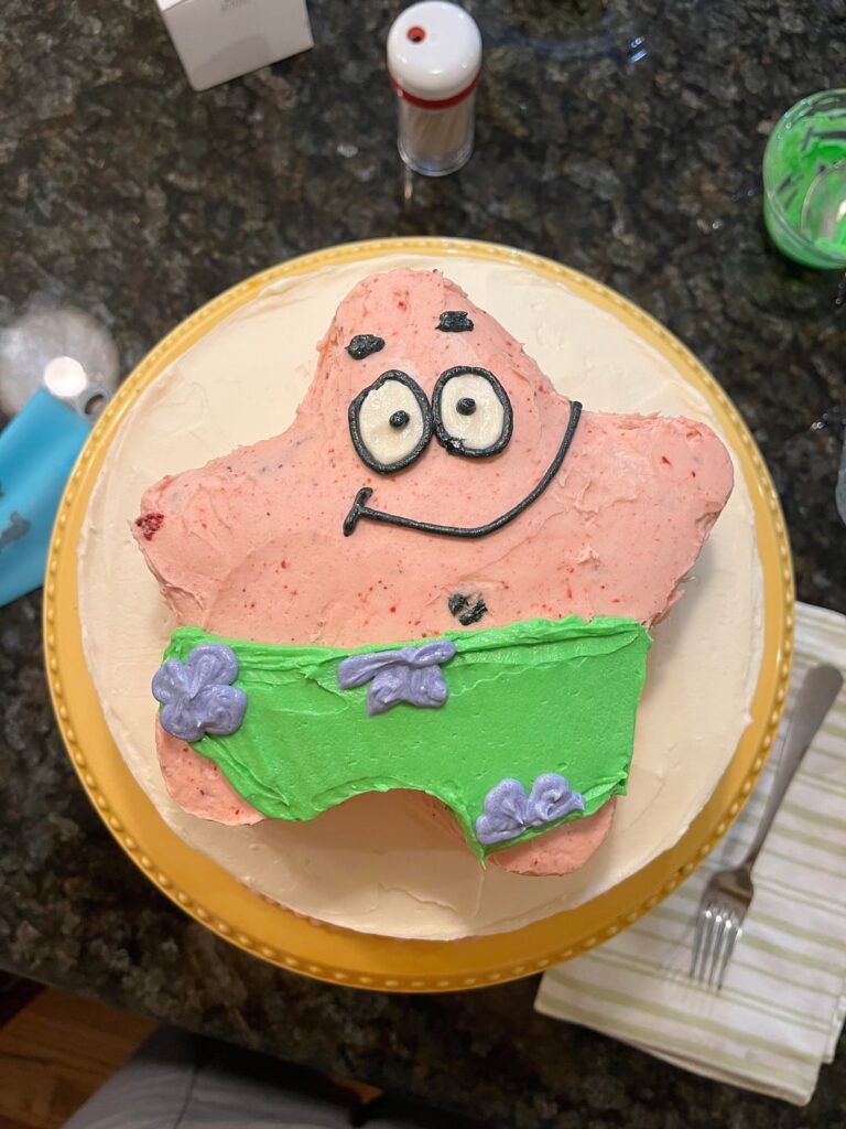 Wonky Patrick Star cake - I’m so proud!