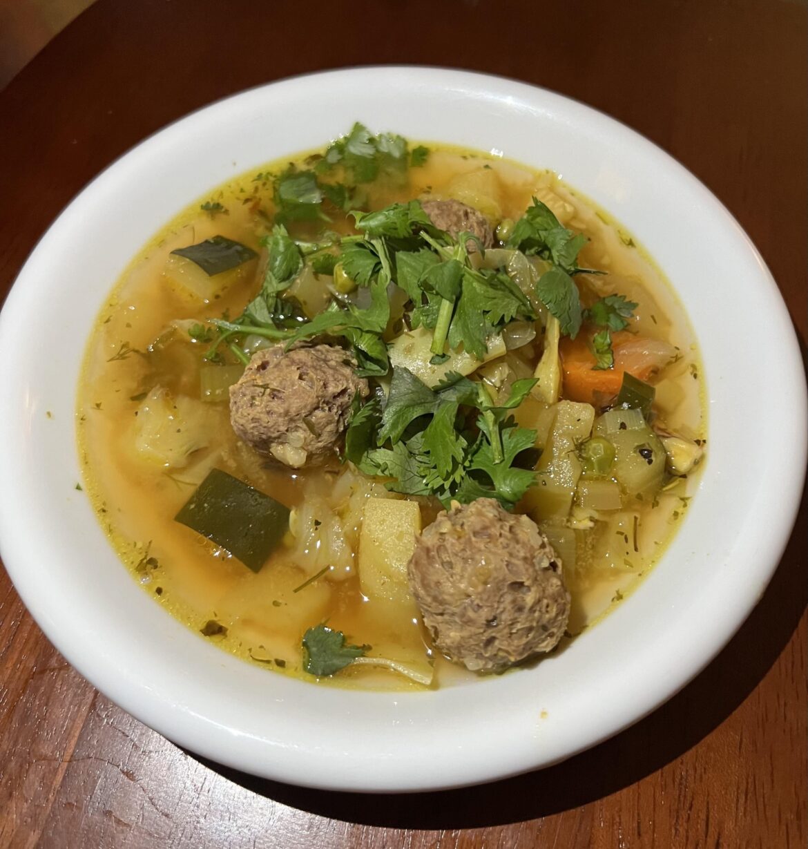 Wife and I made some sopa de albondigas. She loves cilantro.
