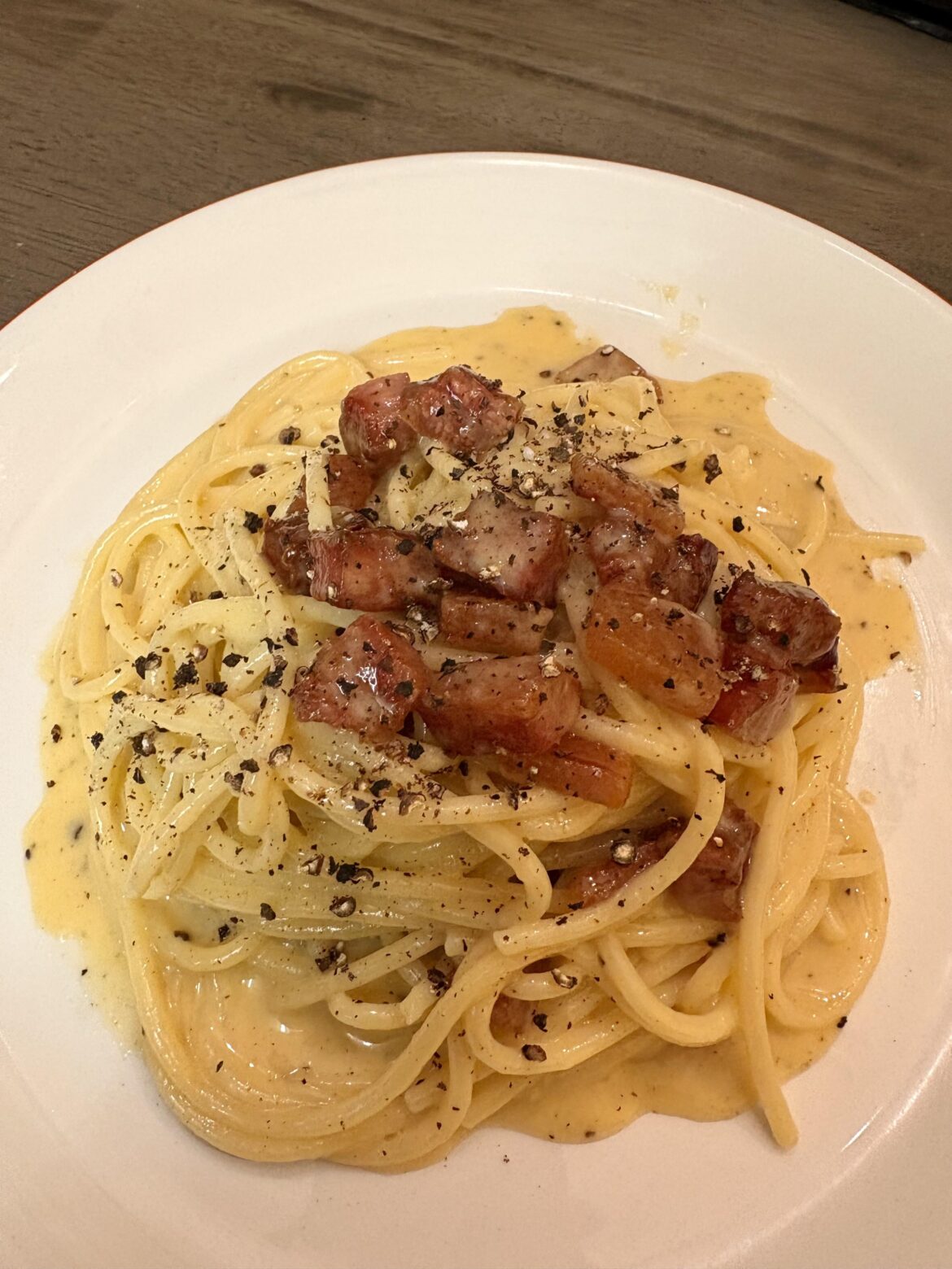 Wheat sticks with cheek bacon.