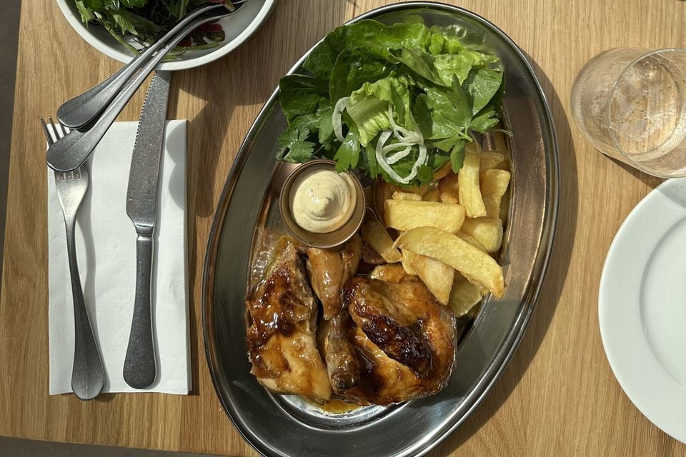 Rotisserie roast chicken and T-bone steak