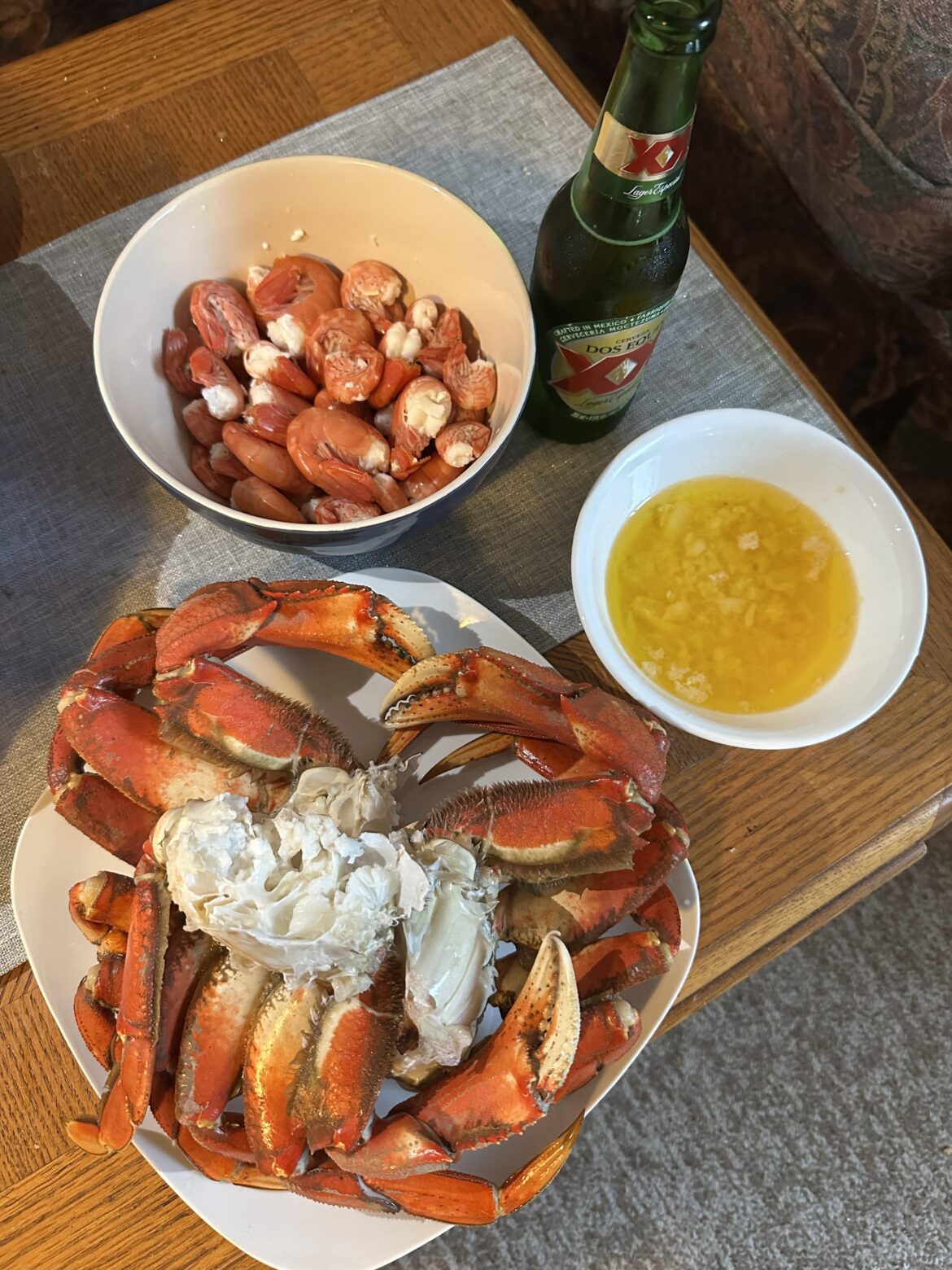 Fresh Dungeness, spot prawns, and coonstripe shrimp.