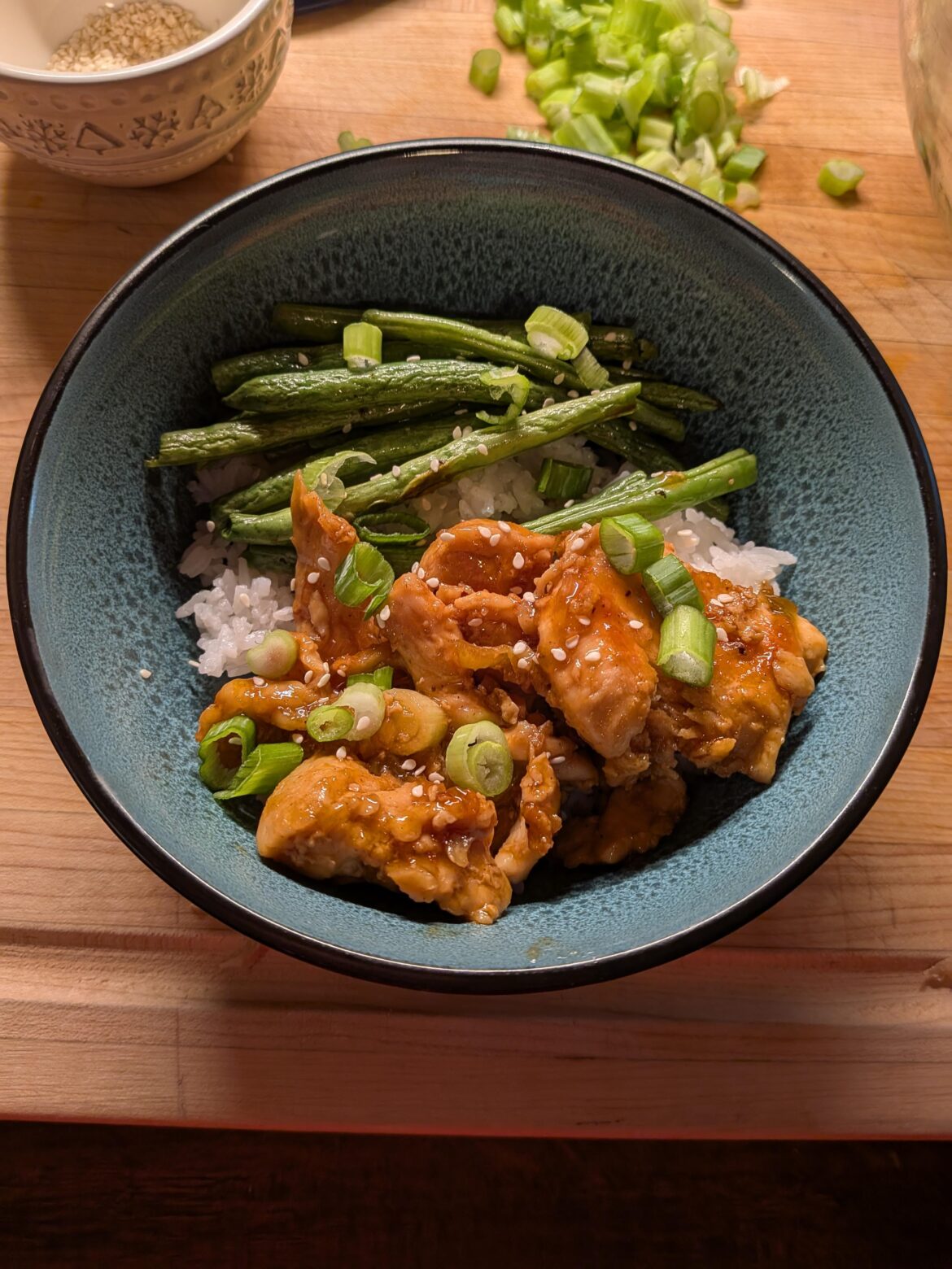 First meal! Sweet soy honey chicken First meal! Sweet soy honey chicken