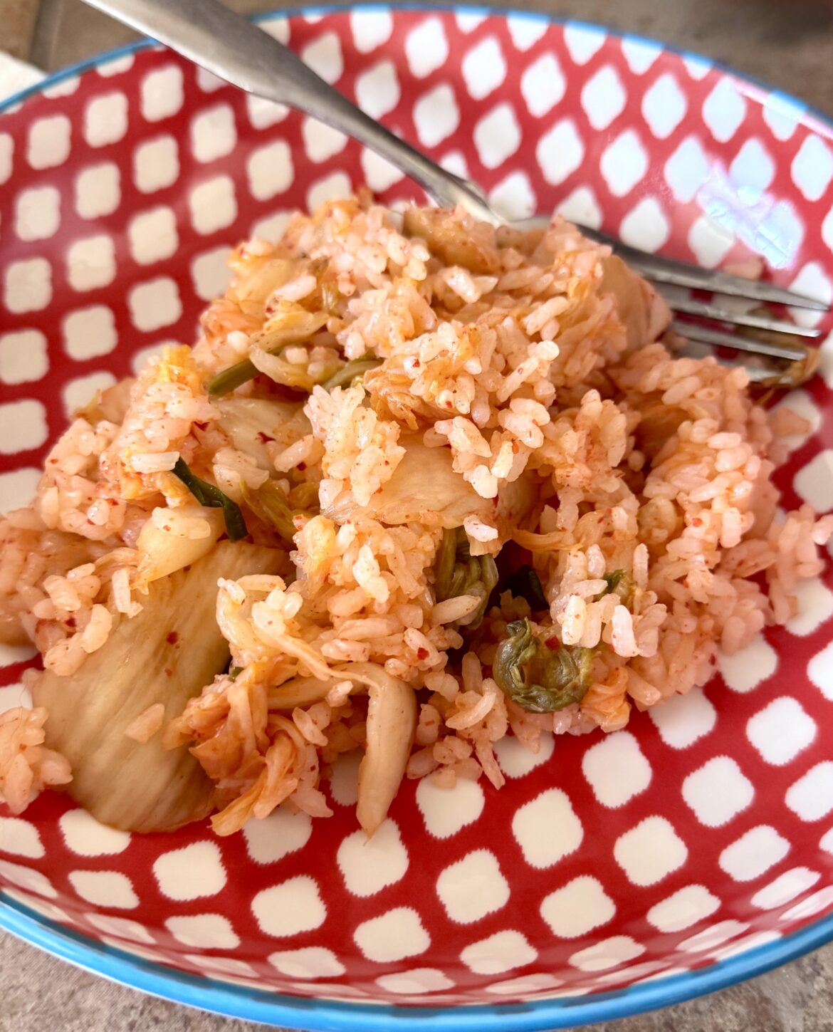 Left over rice & kimchi for lunch