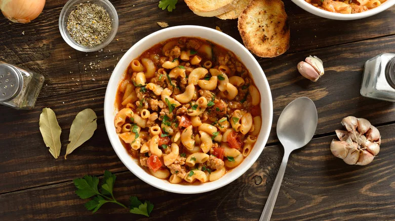 Bowl of American goulash