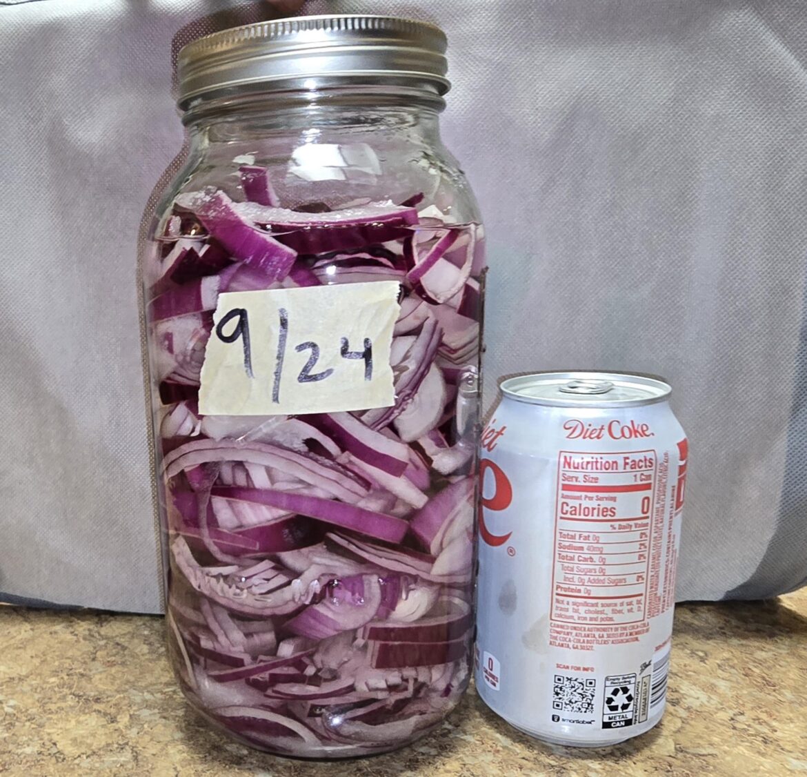 I like these half gallon jars. I only have to make pickled red onions a couple of times a month now for my household of one.