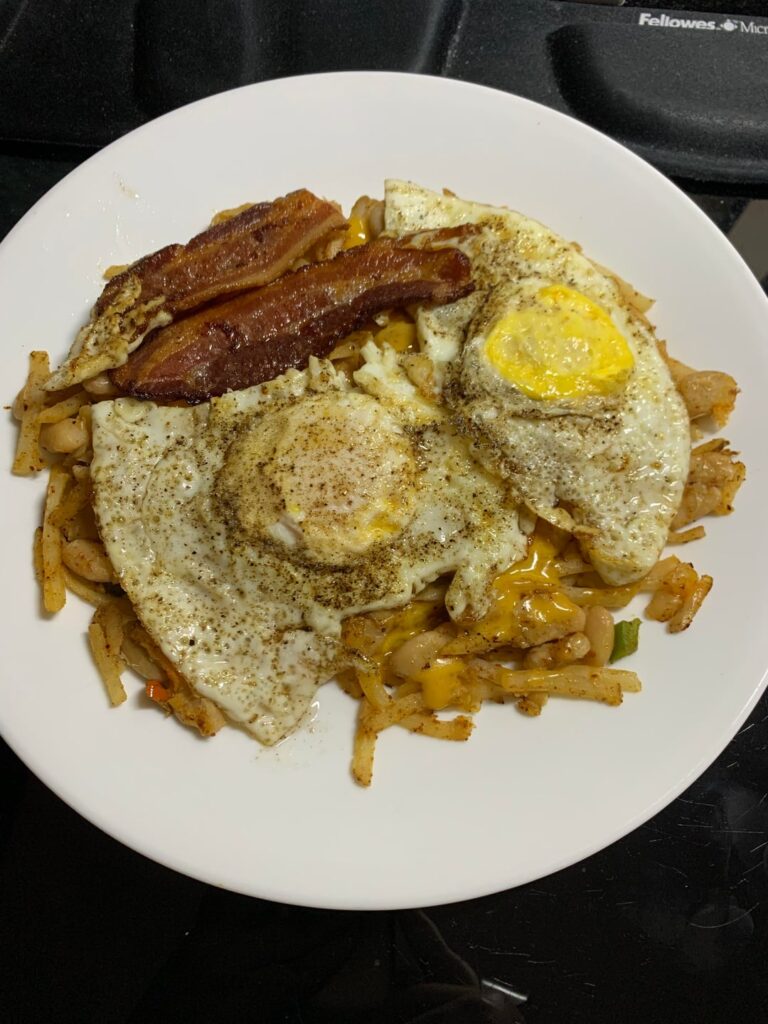 First big meal of the day, I usually have breakfast for lunch.