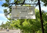 A sign outside of the Followers of Christ Church in Oregon City, Sept. 8, 2025. Prosecutors in Clackamas County say they have brought charges against church members seven times since 2008 for failing to seek medical care for children.