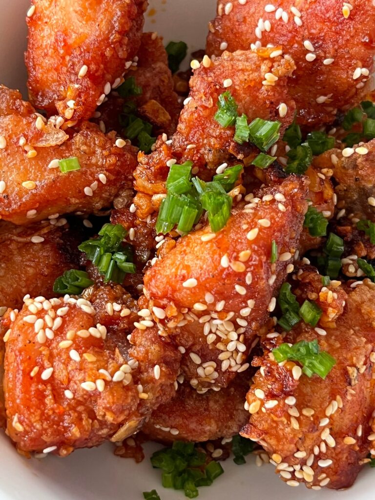 Korean fried chicken and kimchi!