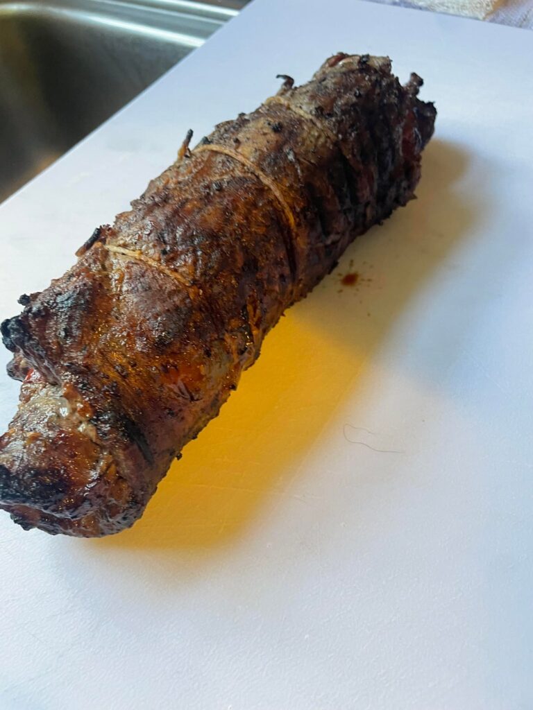 Flank steak stuffed with giant Marconi peppers