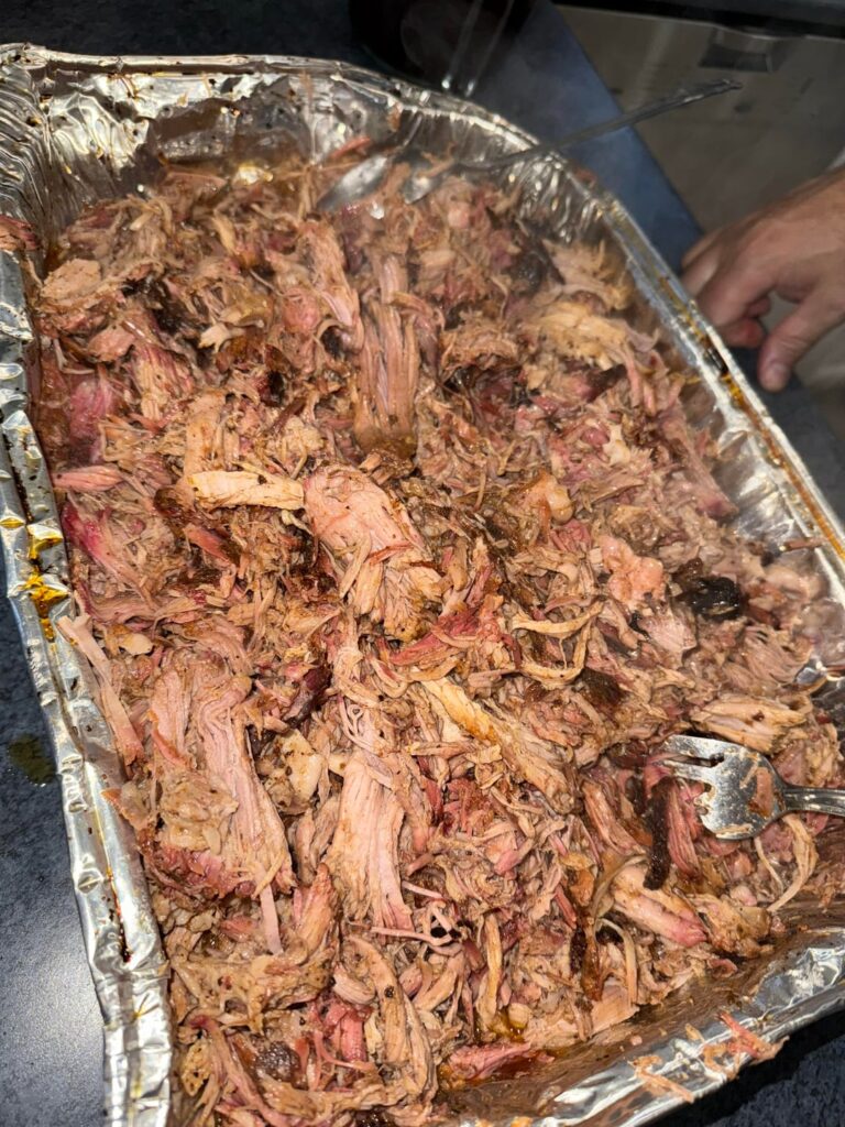 Pulled pork done on a Weber kettle