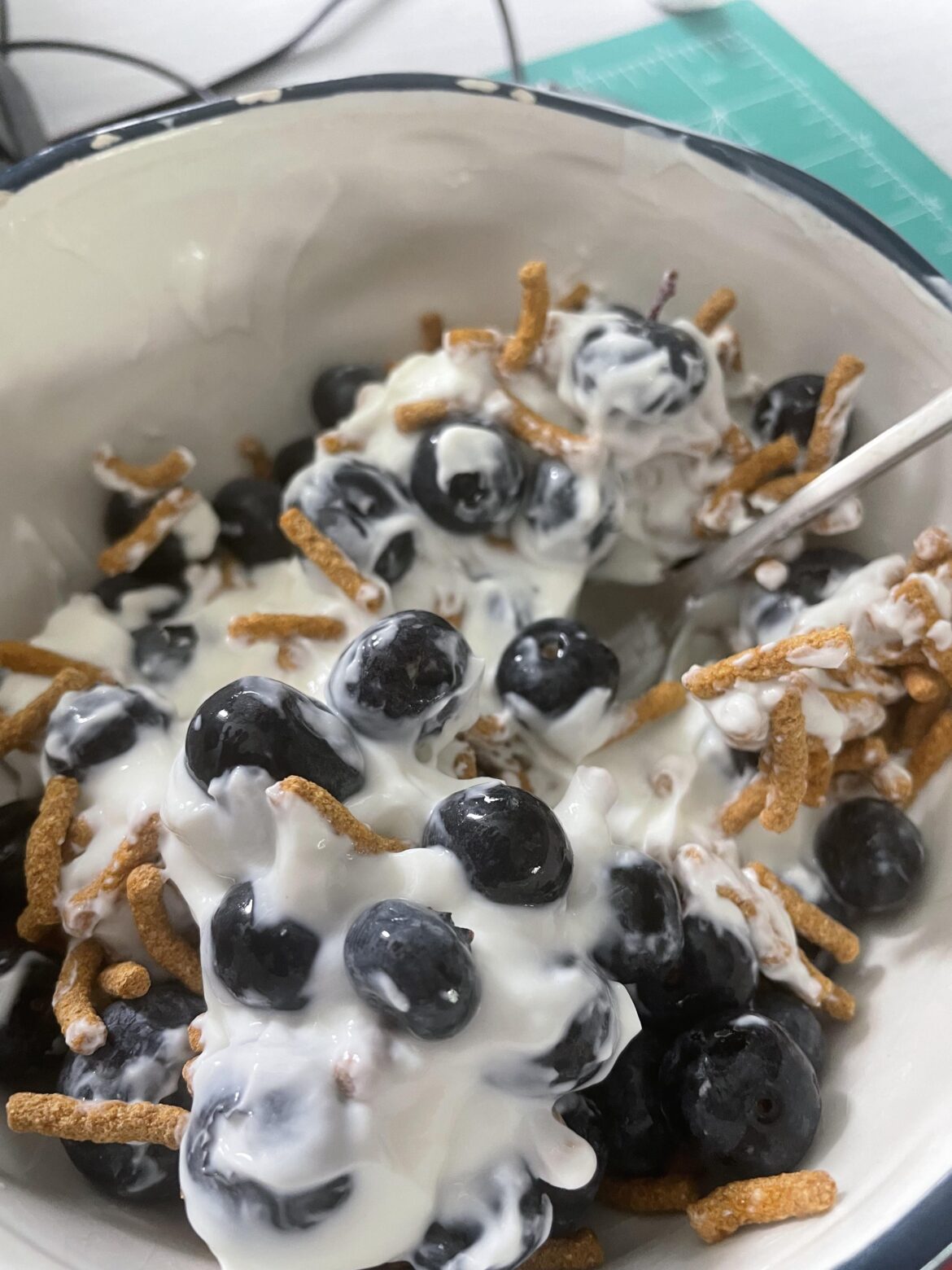 Greek Yogurt, Cereal and Blueberries