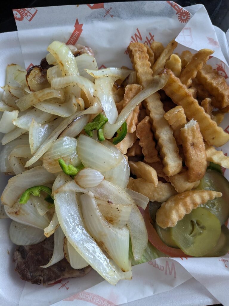 Ordered take out steak sandwich, added my own onions.