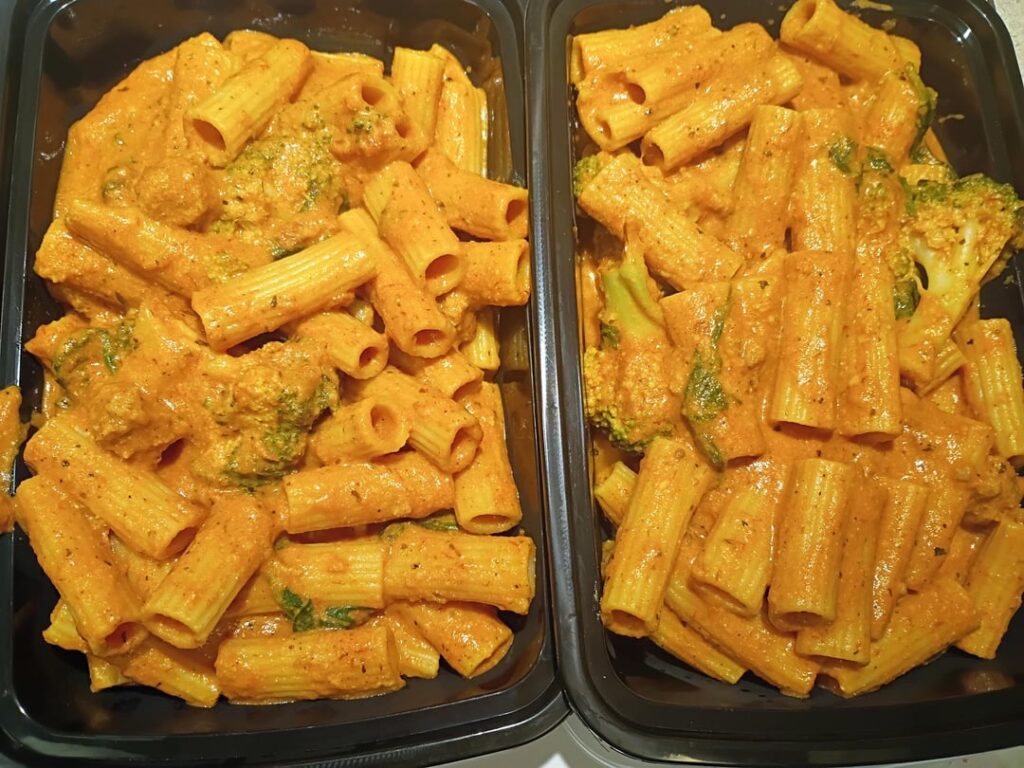 Pasta, potato salad, and ham with beans soup for the week