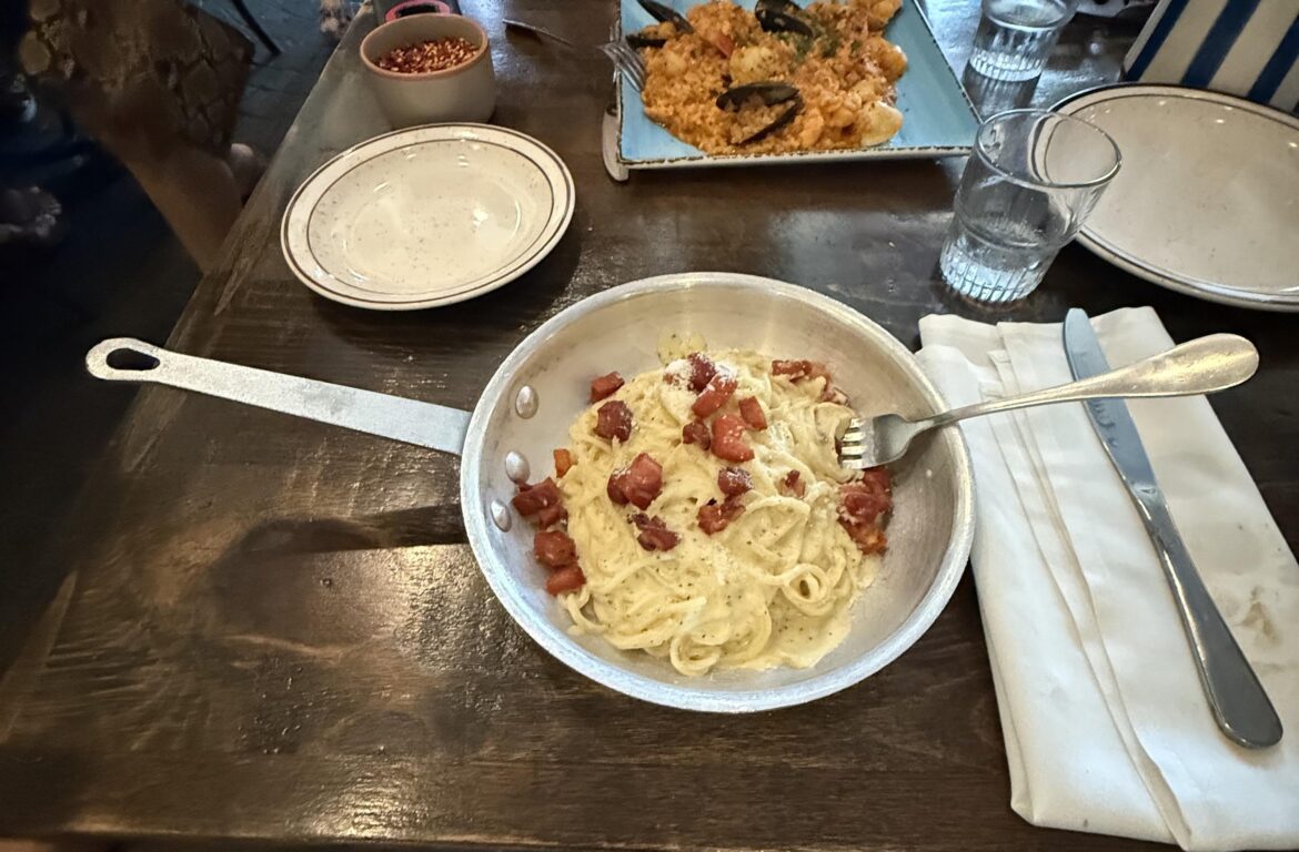 Everyone else at the table got a plate, I got the whole pan