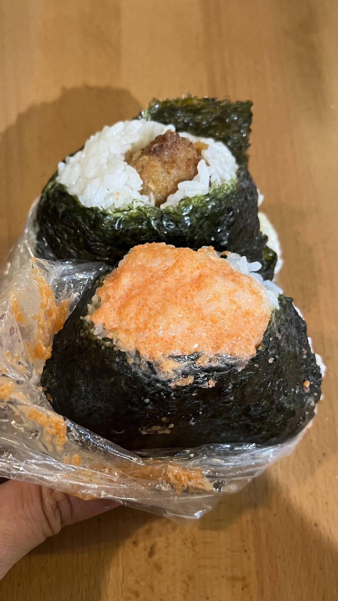 Hefty made-to-order onigiri from Obentoyasan in Japan Village at Industry City (Sunset Park, Brooklyn). Rice was still warm and fluffy.