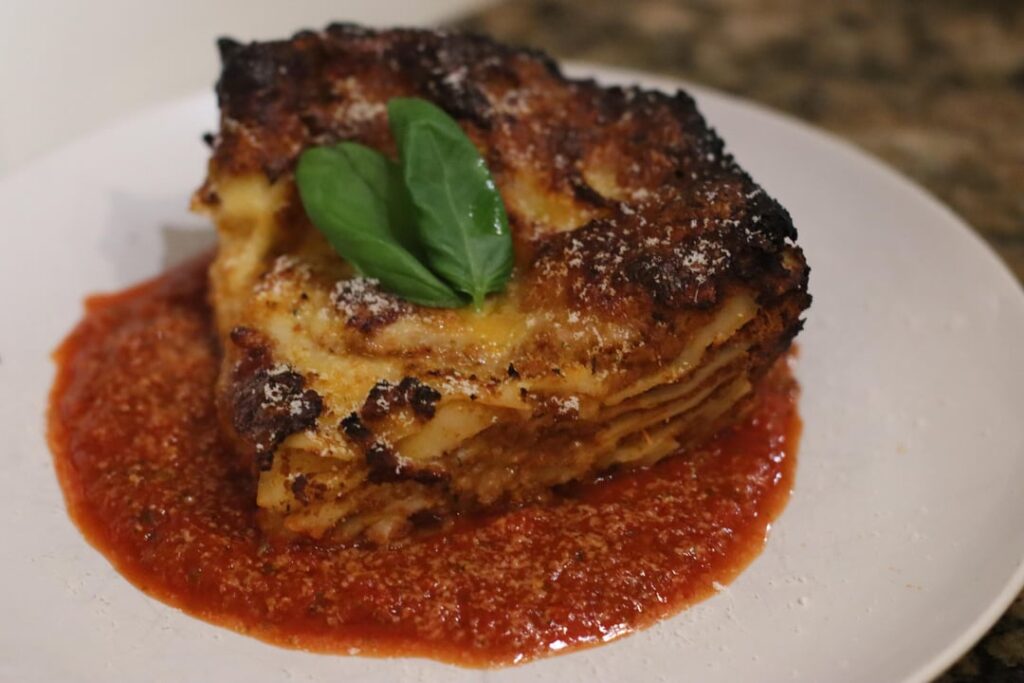 Homemade Lasagna, corner slice