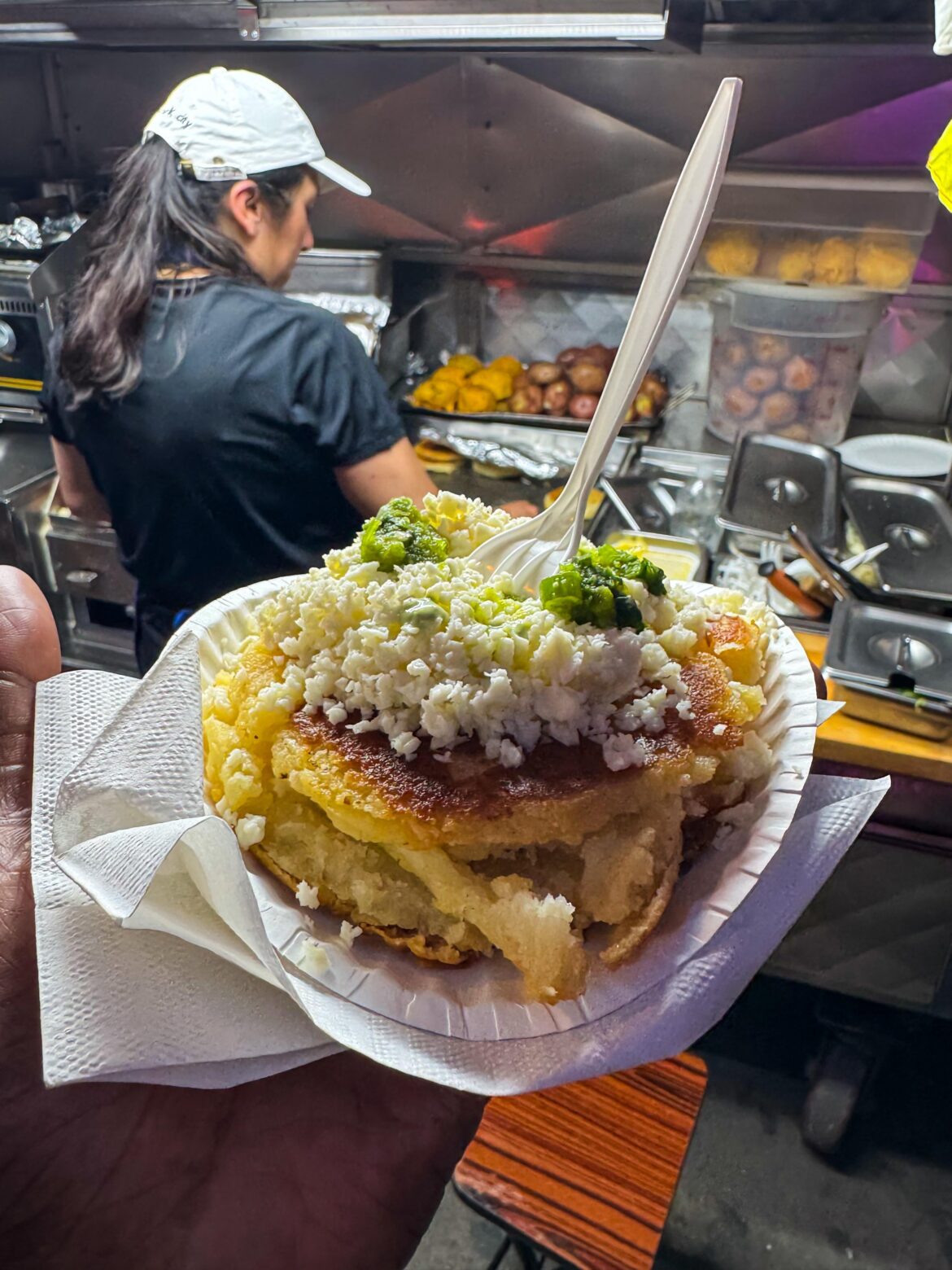 The best arepas in NYC! 82nd and Roosevelt ave in queens.