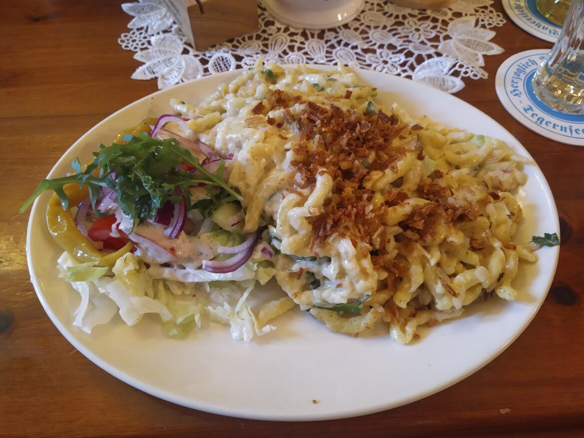 Cheese Spätzle at a Bavarian Restaurant in Berlin
