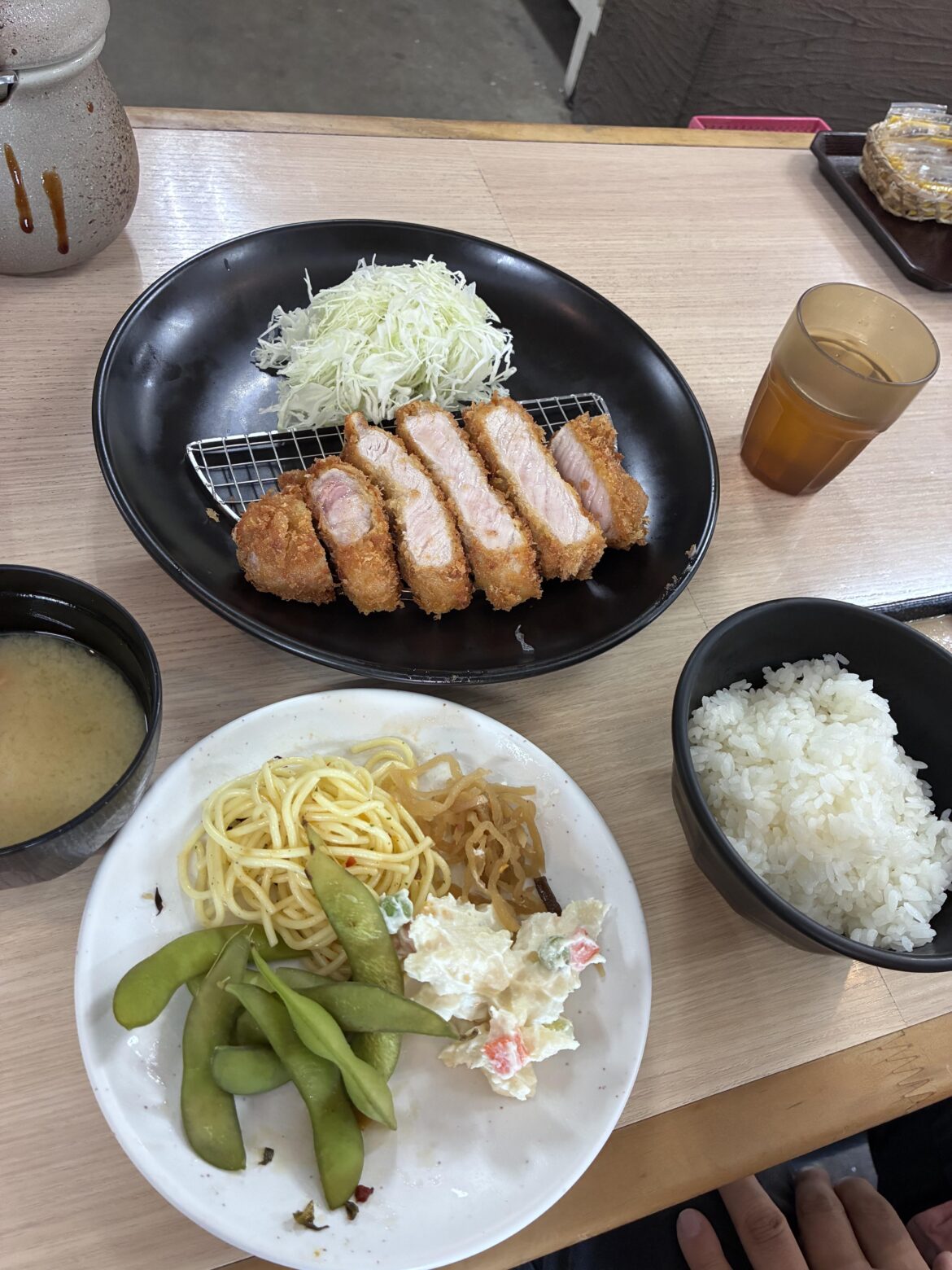 About $7 for rice, miso soup, side dishes, and free refills