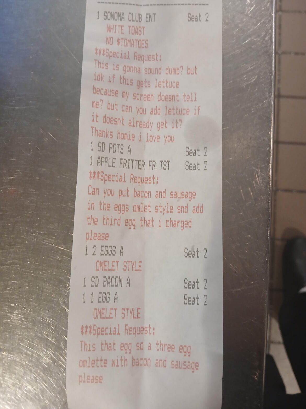 One of my servers figured out how to make custom comments on menu items.