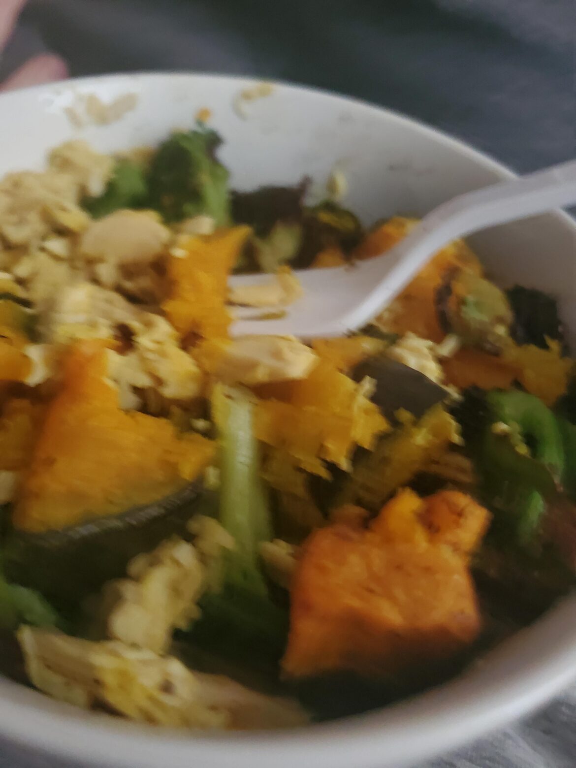 1.5 pounds of kabocha broccoli and shredded chicken