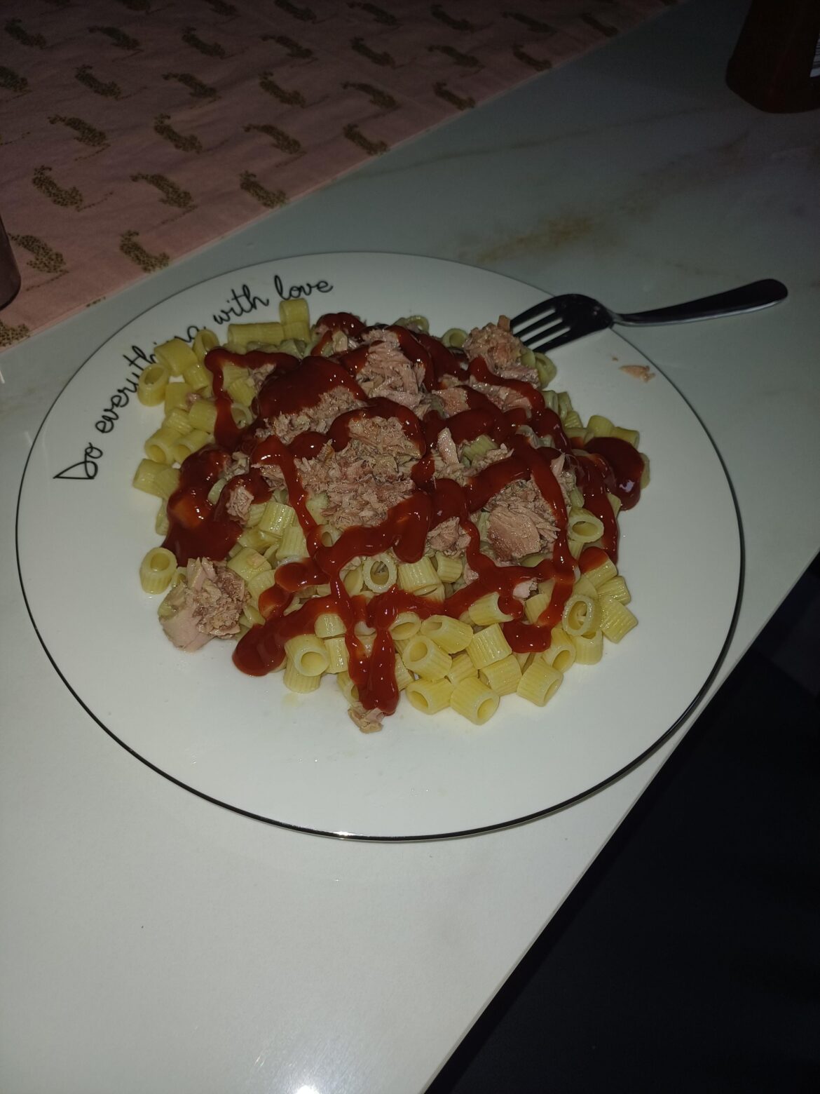 My own guilty pleasure. The tuna/Ketchup pasta.