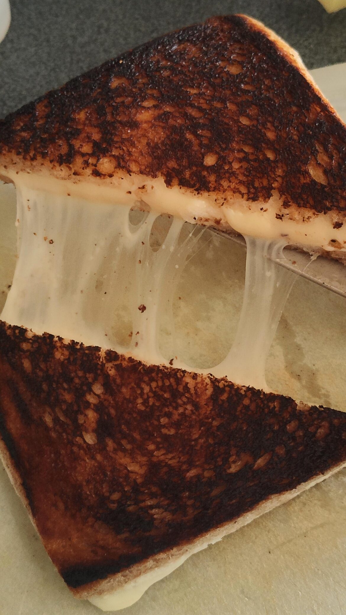 Edam cheese and burnt toast