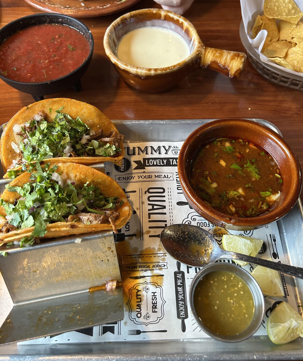 Tacos from a restaurant in a smallish city/large town in the Midwest