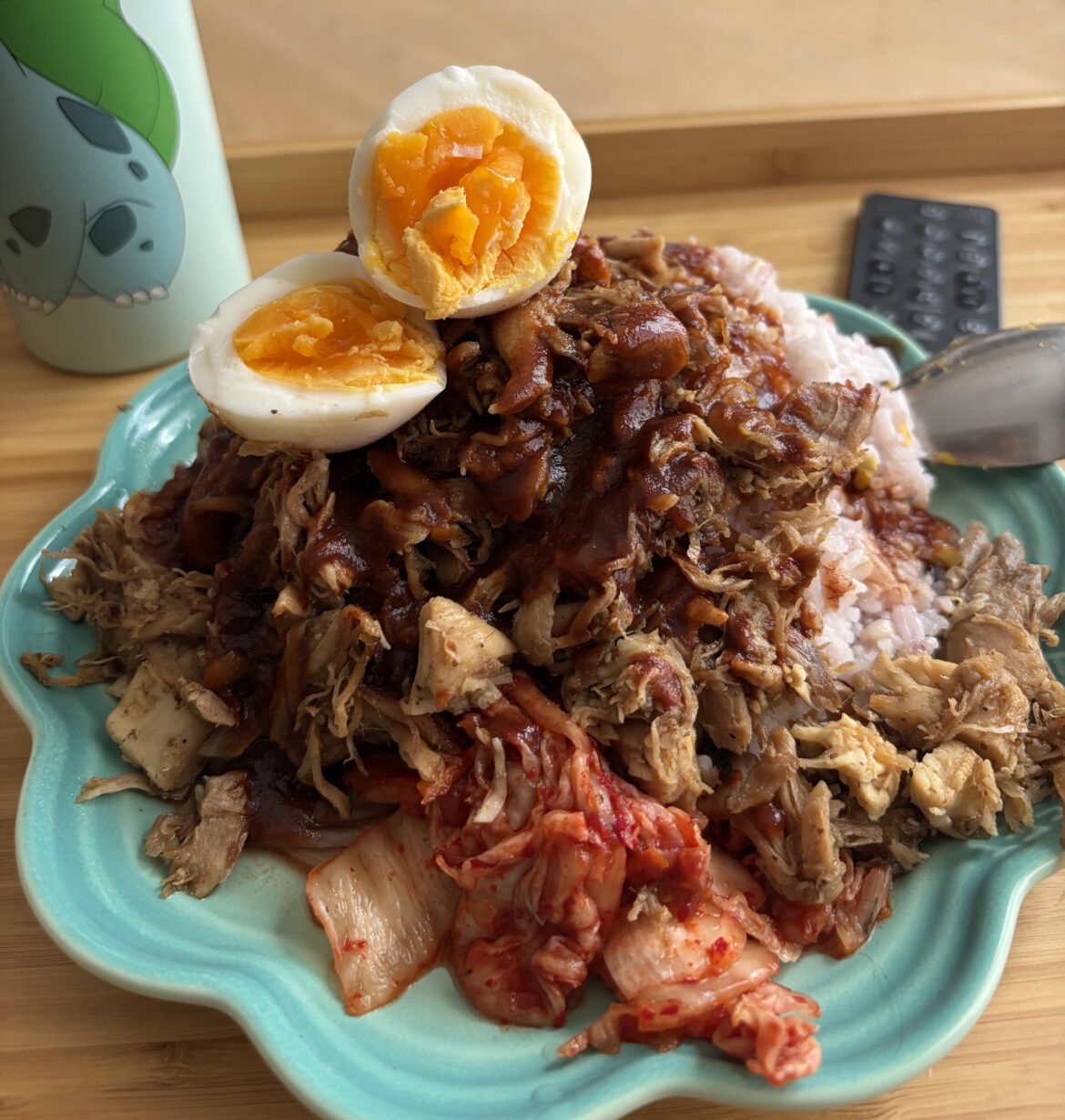 Meat, kimchi, egg, and rice. It ain’t a looker but it tasted awesome