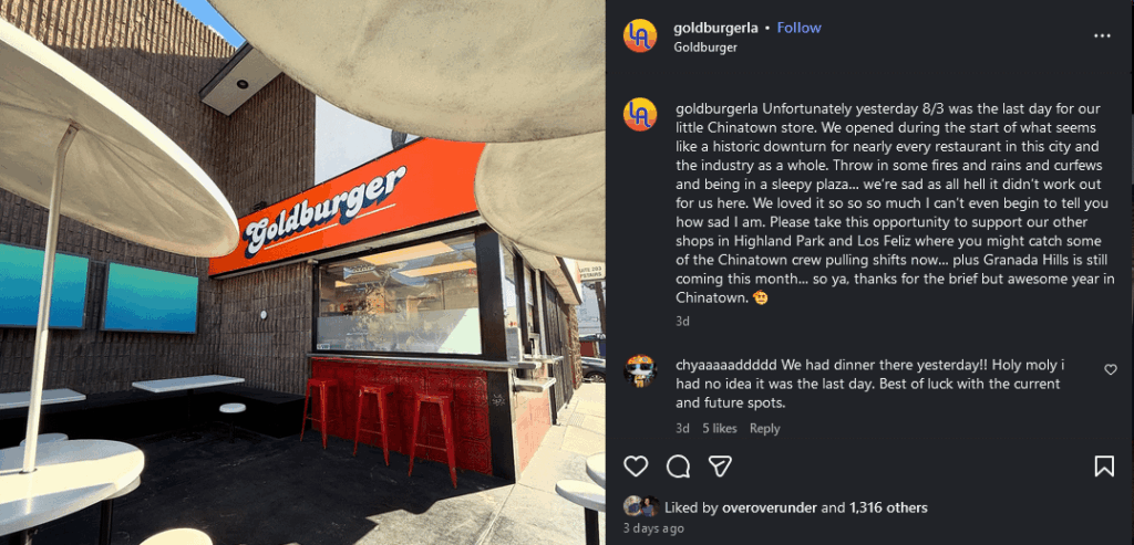 Goldburger has closed their Chinatown location