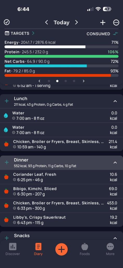 Post gym meal 552 kcal, 93g protein