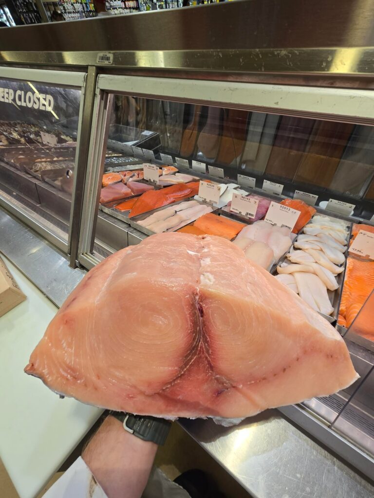 I received this 14 pound swordfish loin today! Usually they come split already.