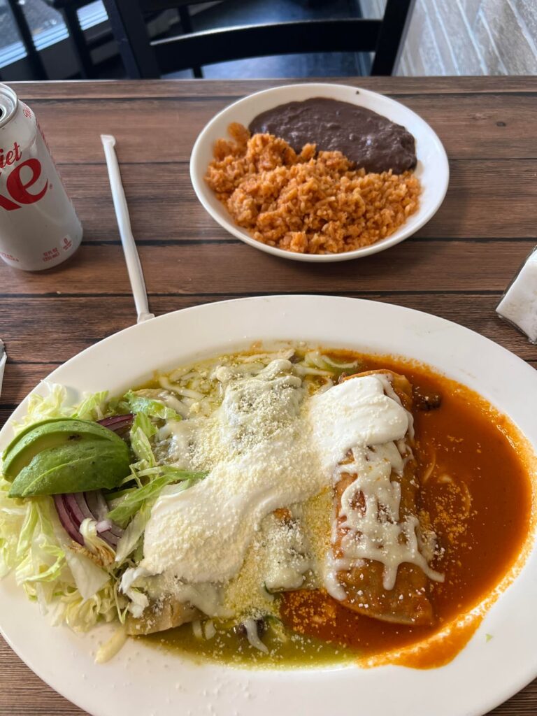 Took myself out for lunch (steak enchiladas), what do we think?