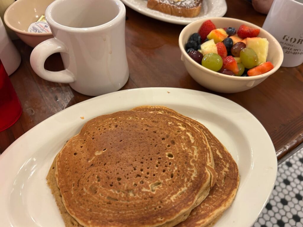 Do I want to know 😭 2 sweet potato pancakes with the whole bowl of pecan praline sauce(like a caramel) 1000-1200? Thanks in advance!!