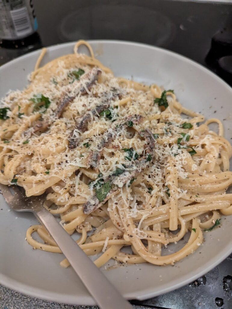 Late night butter and anchovy pasta