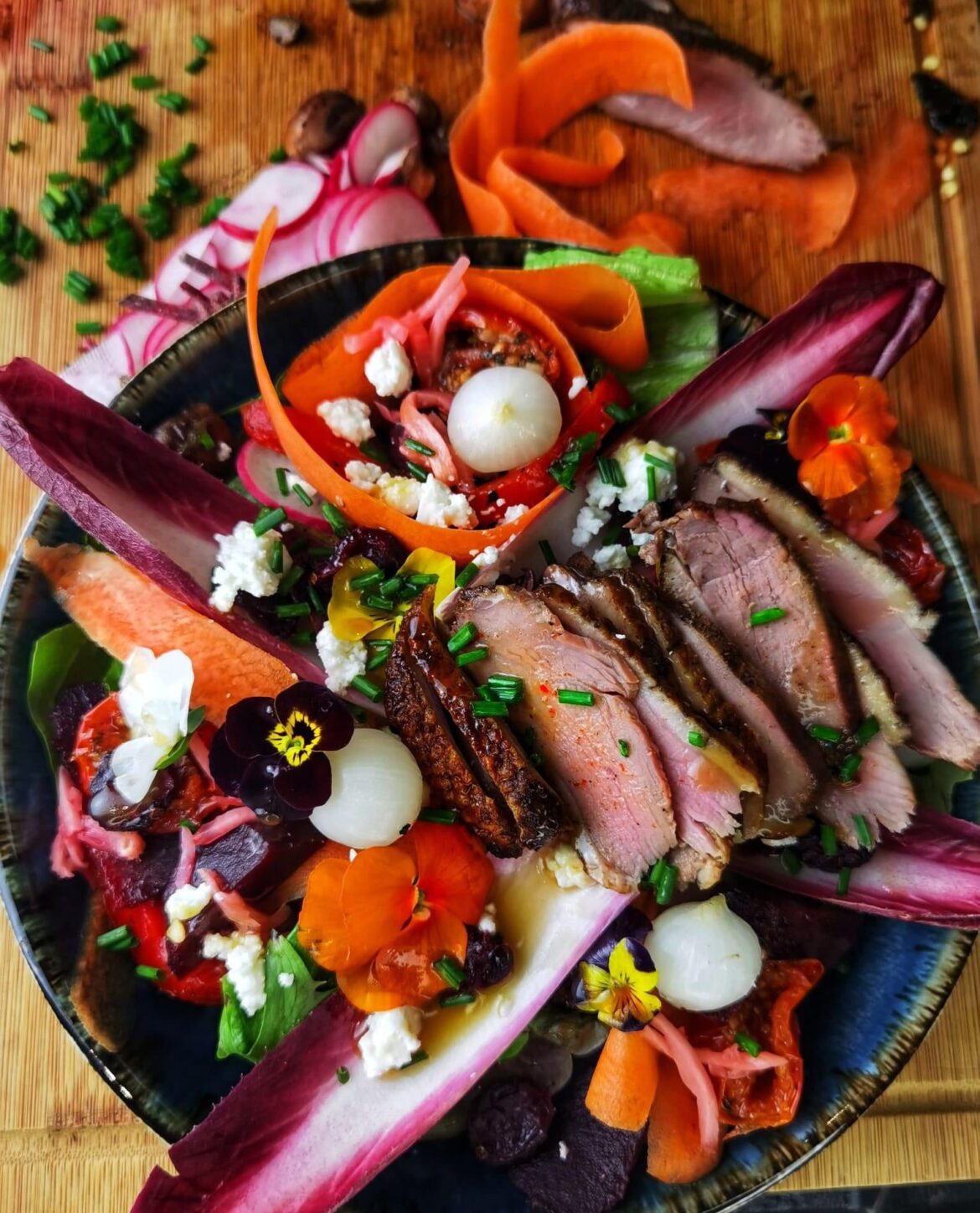 I made a tea smoked duck salad for my dad’s birthday dinner starter
