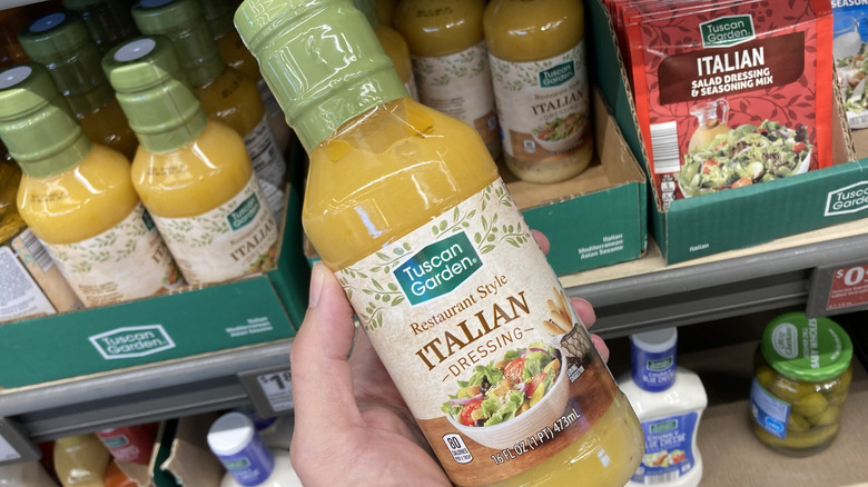 bottle of Aldi Italian salad dressing