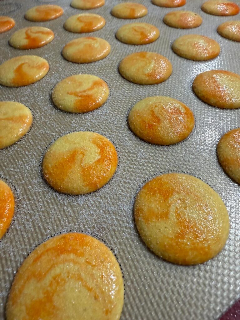 Fuzzy peach macarons