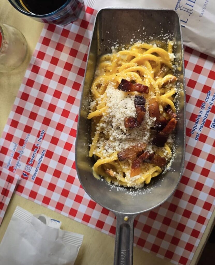 Friend sent me carbonara in a shovel