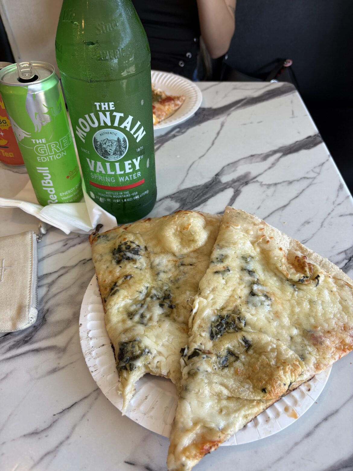Spinach pizza from Greenwich Village Pizza is beyond amazing.