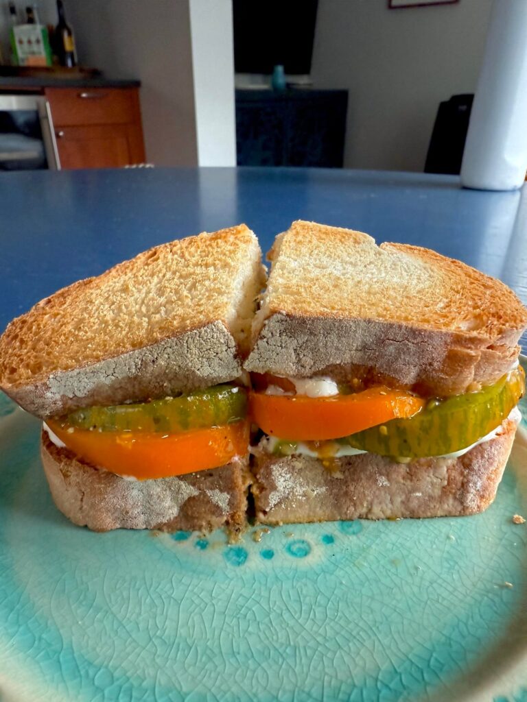Tell me one thing better than a toasted fresh, sliced Italian bread with New Jersey, heirloom tomatoes, salt, pepper, and copious amounts of Duke’s mayo?
