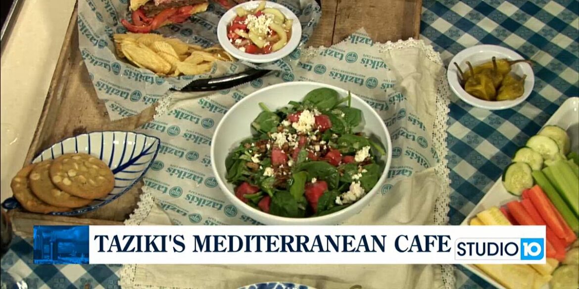 Watermelon Spinach Salad & Lamb Burger w/ Taziki’s Watermelon Spinach Salad & Lamb Burger w/ Taziki's