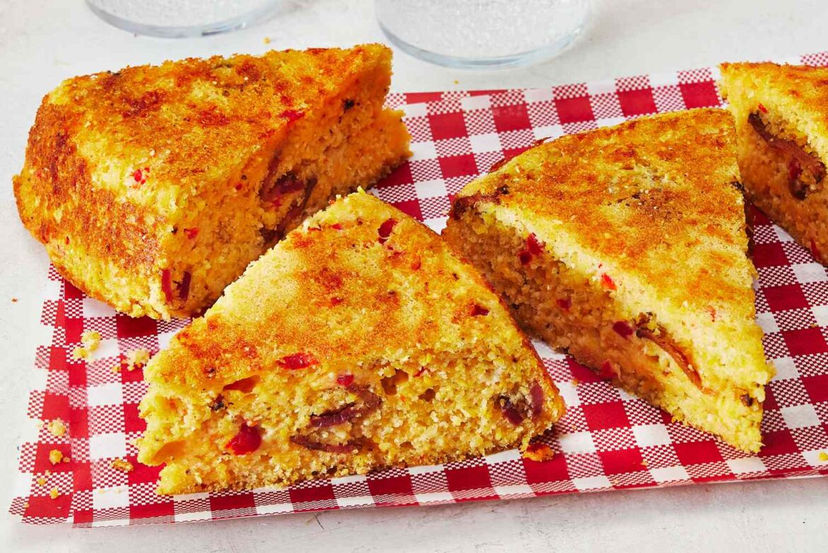 Bacon-Pimiento Cheese Cornbread Recipe Bacon-Pimiento Cheese Cornbread Recipe
